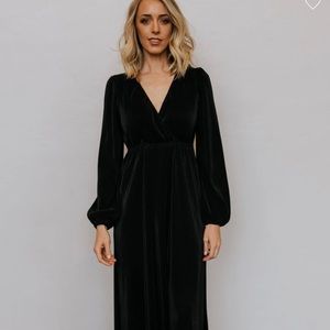 BALTIC BORN | Black Venus Pleated Maxi Dress Size L Long Sleeve